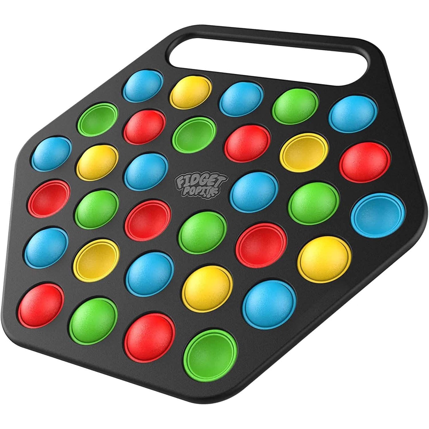 Hard Shell Pop it Fidget Toy Board with Carrying Handle for Adults & Kids