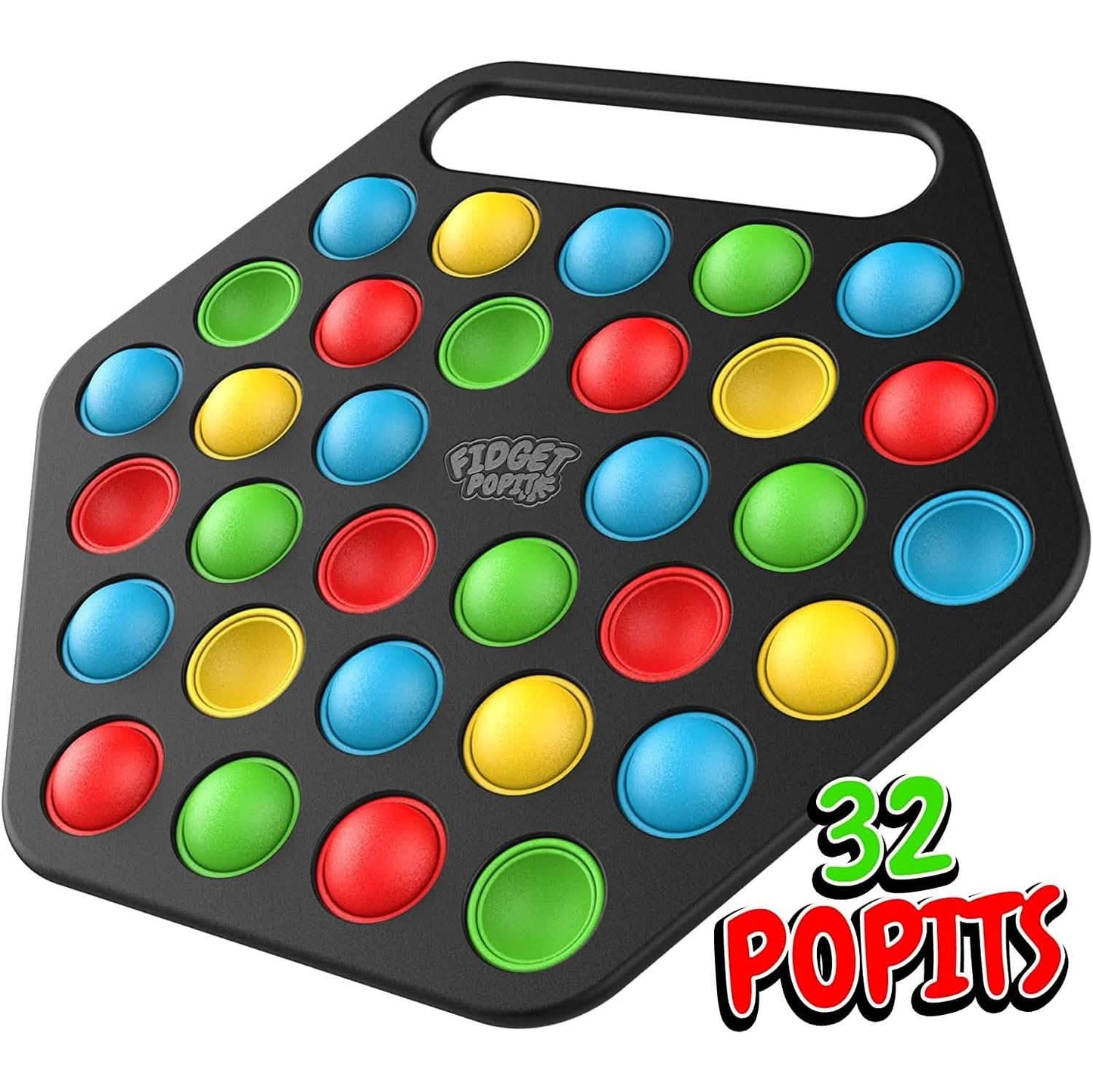 Hard Shell Pop it Fidget Toy Board with Carrying Handle for Adults & Kids