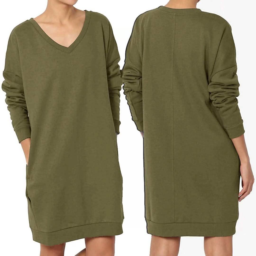 Haute Edition Women's Oversized Pullover Sweatshirt Dress