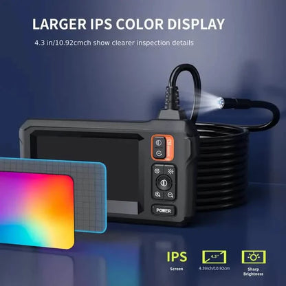 HD 1080P Borescope with 4.3" LCD Screen - Waterproof, Rechargeable Endoscope Camera