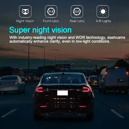 HD 1080P Car Dual Camera with IR Night Vision Loop Recording 2" IPS Screen