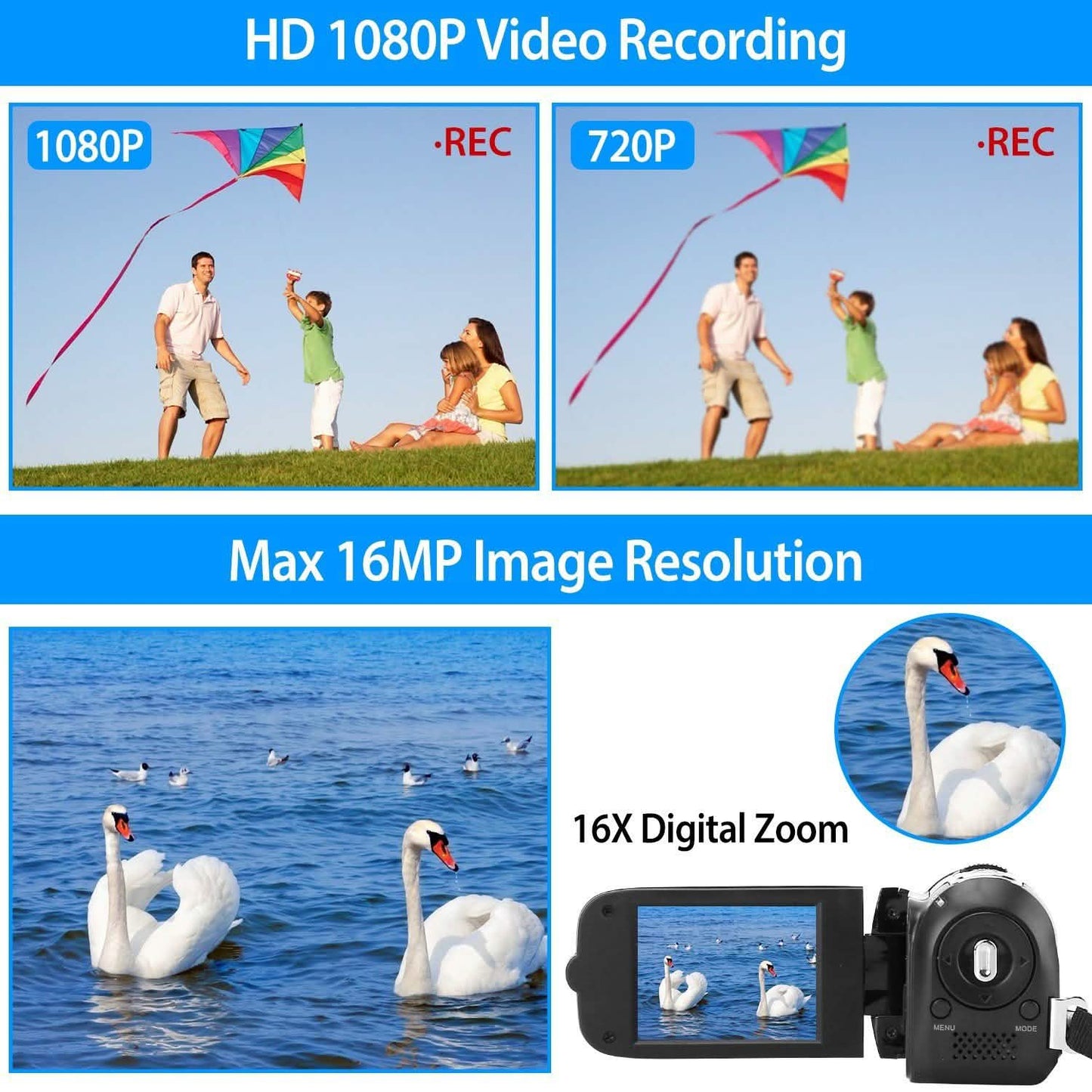 HD 1080P Digital Video Camcorder 16x Zoom DV Camera