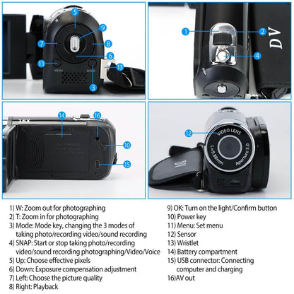 HD 1080P Digital Video Camcorder 16x Zoom DV Camera