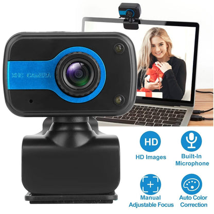 HD Webcam USB PC with Microphone Rotatable Clip