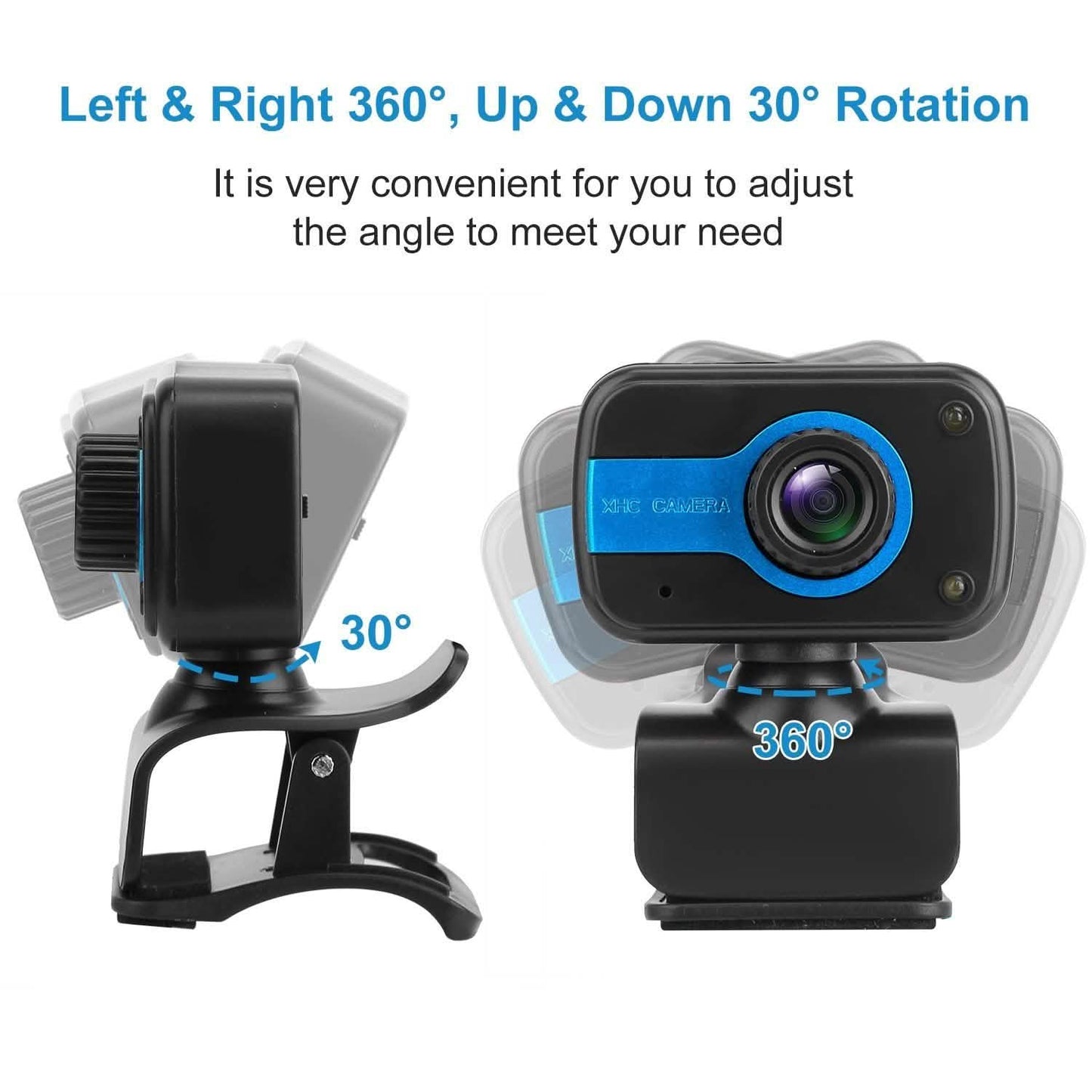HD Webcam USB PC with Microphone Rotatable Clip