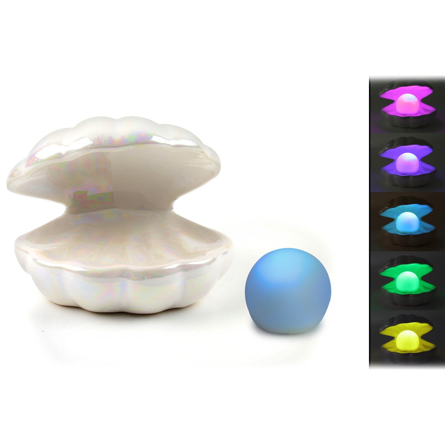 Heart and Haven Pearl in Shell Color-Changing LED Light Ceramic Lamp Decor