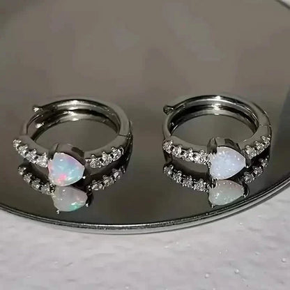 Heart-shaped Synthetic Zirconia Hoop Earrings