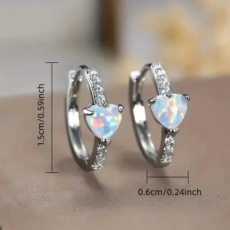 Heart-shaped Synthetic Zirconia Hoop Earrings