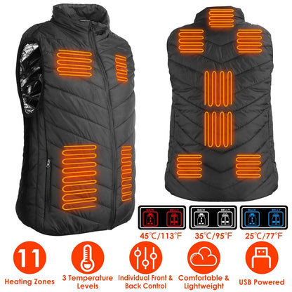 Heated Vest Electric USB Jacket with 3 Temperature Levels