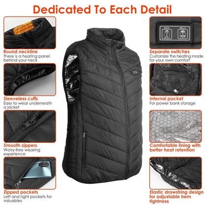 Heated Vest Electric USB Jacket with 3 Temperature Levels
