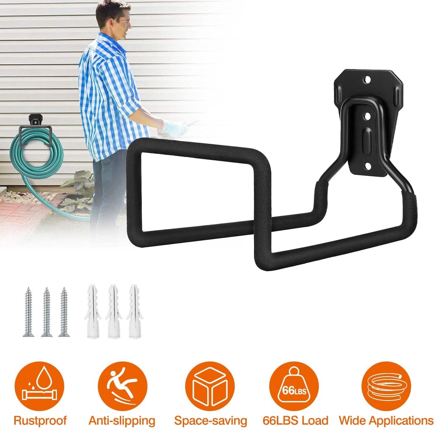 Heavy Duty Iron Hose Holder Wall Mounted