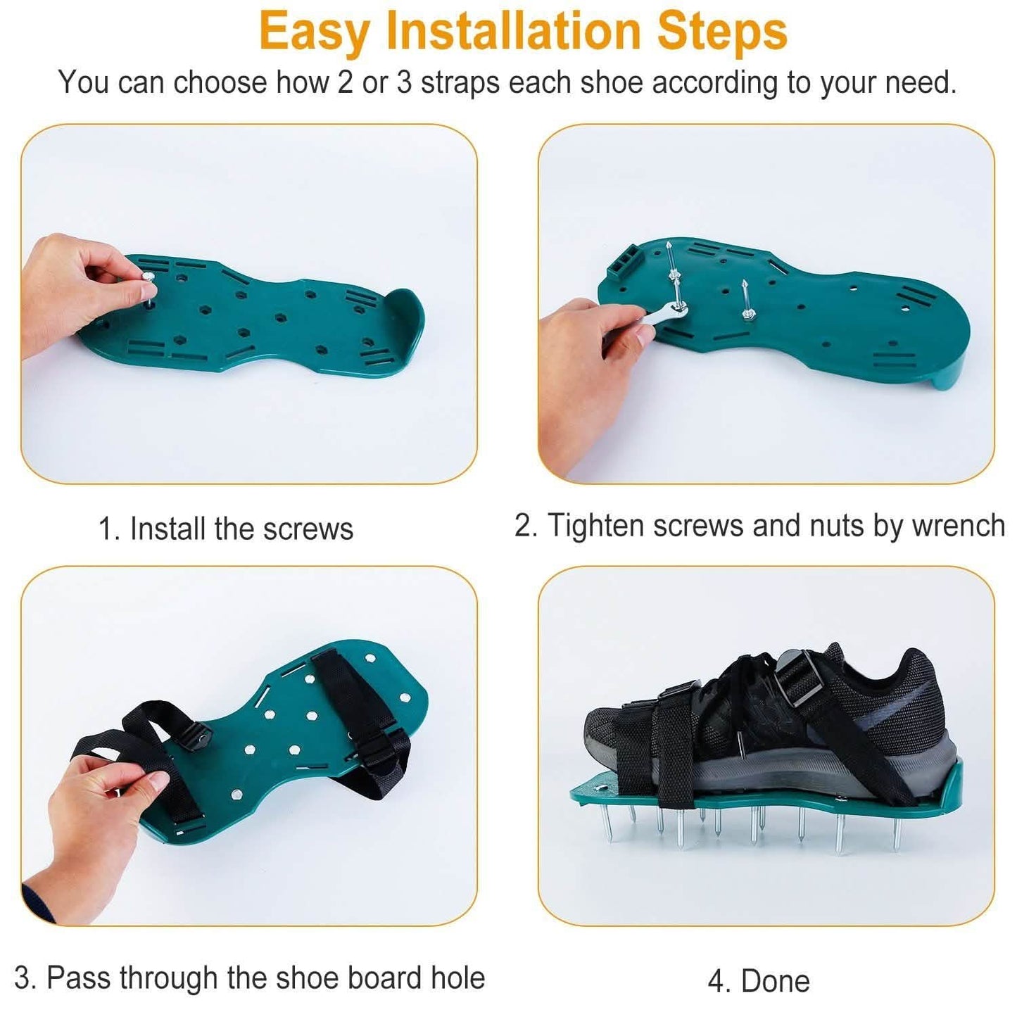 Heavy Duty Lawn Aerator Shoes with Adjustable Straps