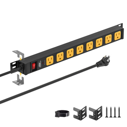 CRST 8-Outlet Mountable Metal Power Strip | 4-Way Bracket Mount, 2100J