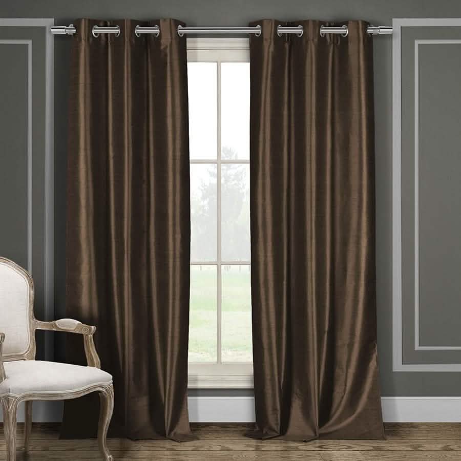 Heavy Faux-Silk Double-Layered Blackout Thermal Panel Pair - Assorted Colors
