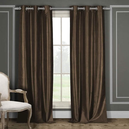 Heavy Faux-Silk Double-Layered Blackout Thermal Panel Pair - Assorted Colors