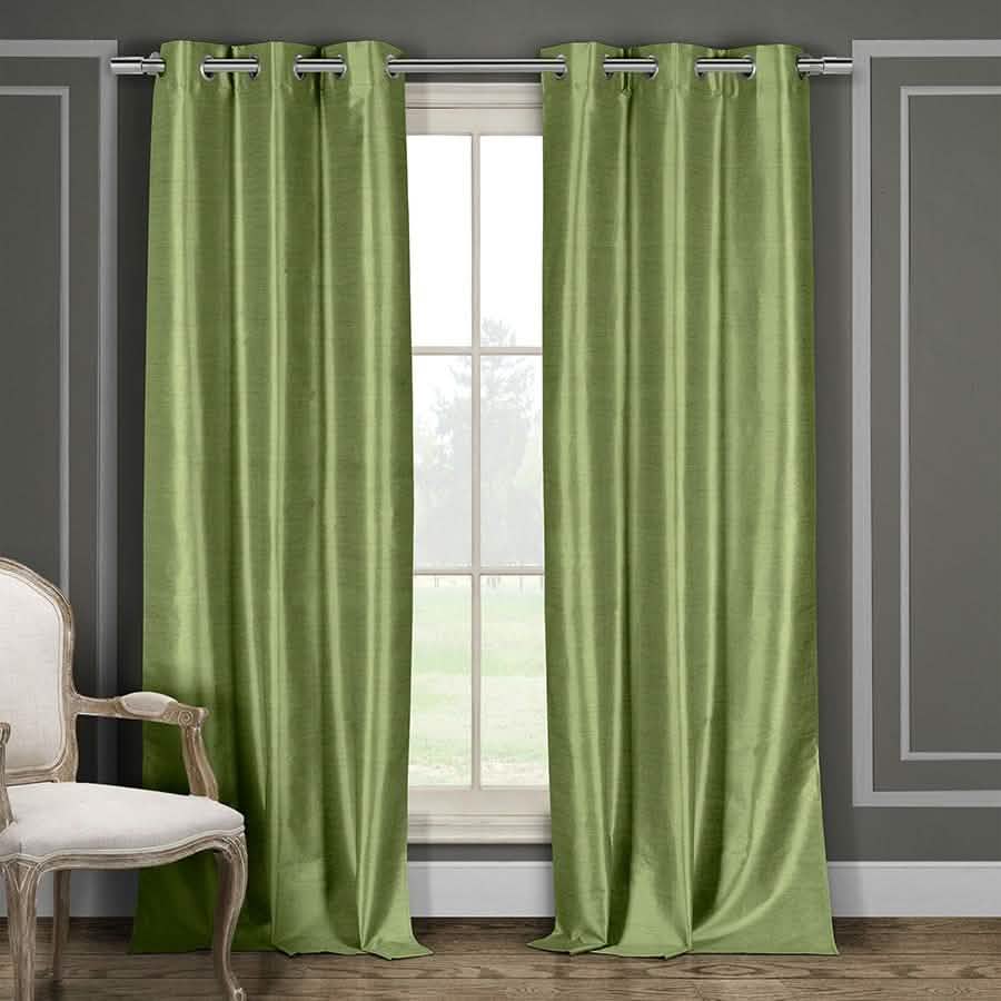Heavy Faux-Silk Double-Layered Blackout Thermal Panel Pair - Assorted Colors