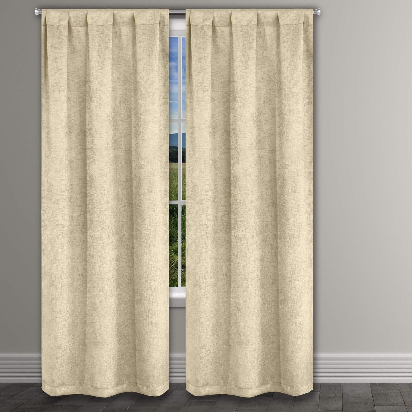 Heavy Suede Embossed Textured Blackout Thermal Window Curtain Pair Panel