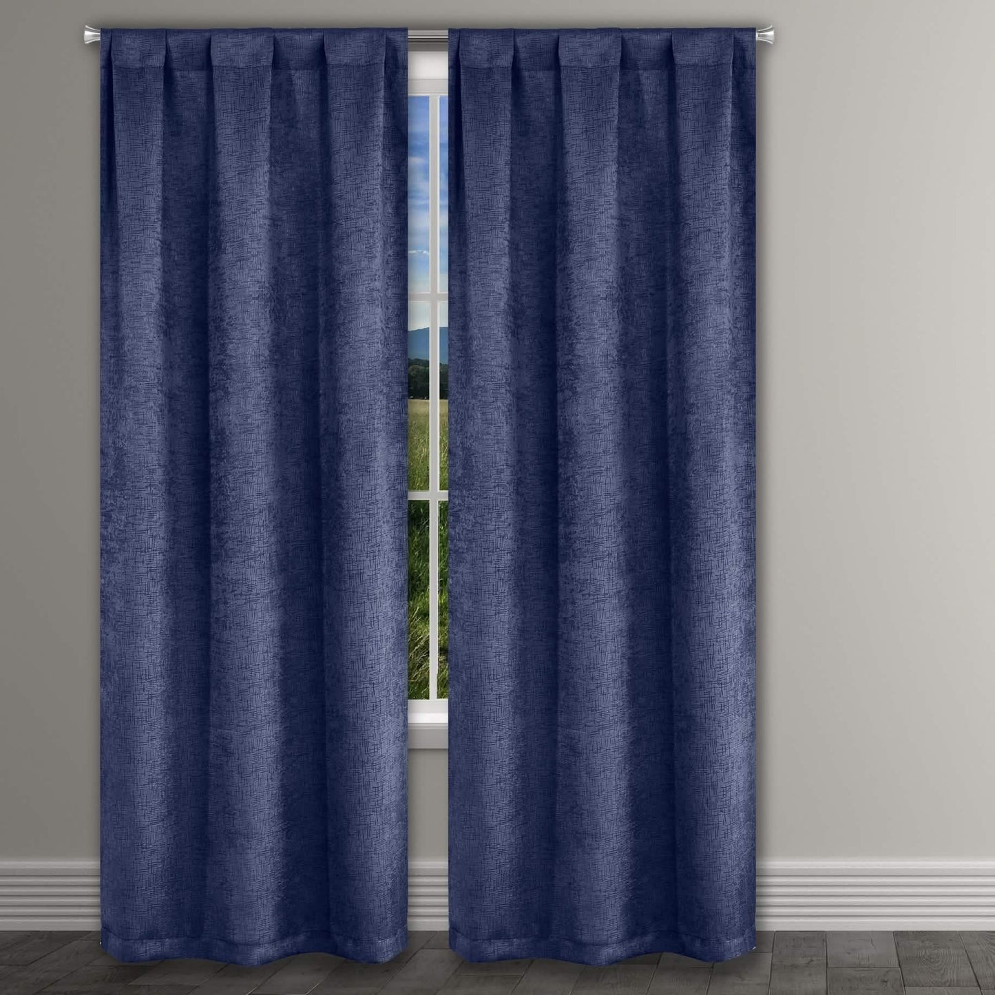 Heavy Suede Embossed Textured Blackout Thermal Window Curtain Pair Panel