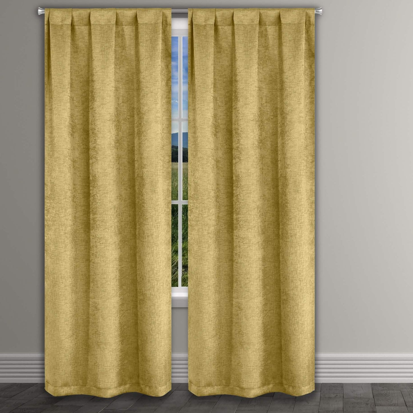 Heavy Suede Embossed Textured Blackout Thermal Window Curtain Pair Panel