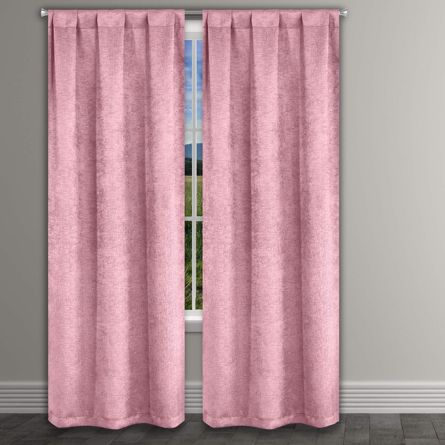 Heavy Suede Embossed Textured Blackout Thermal Window Curtain Pair Panel
