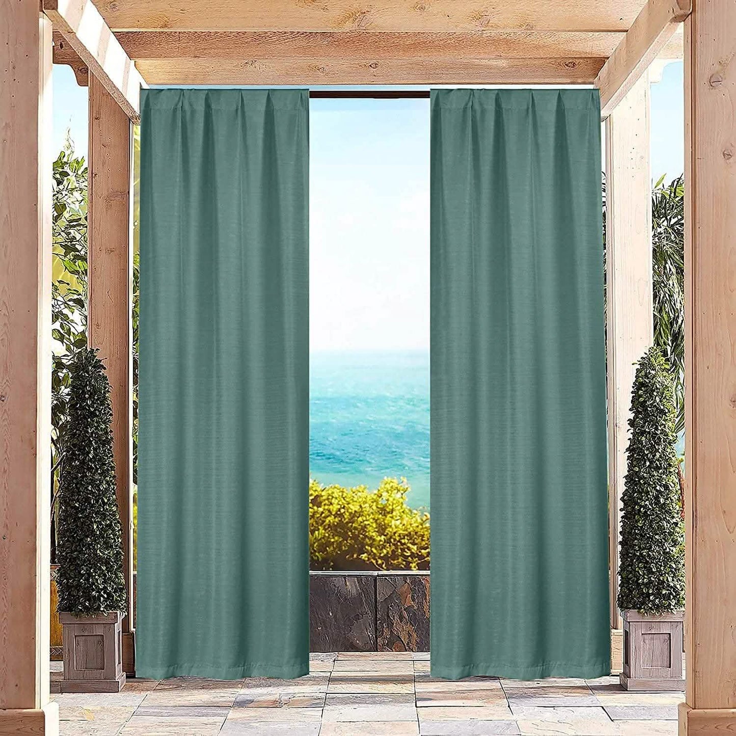 Heavy-Textured Indoor-Outdoor Blackout Curtains Pair Panel