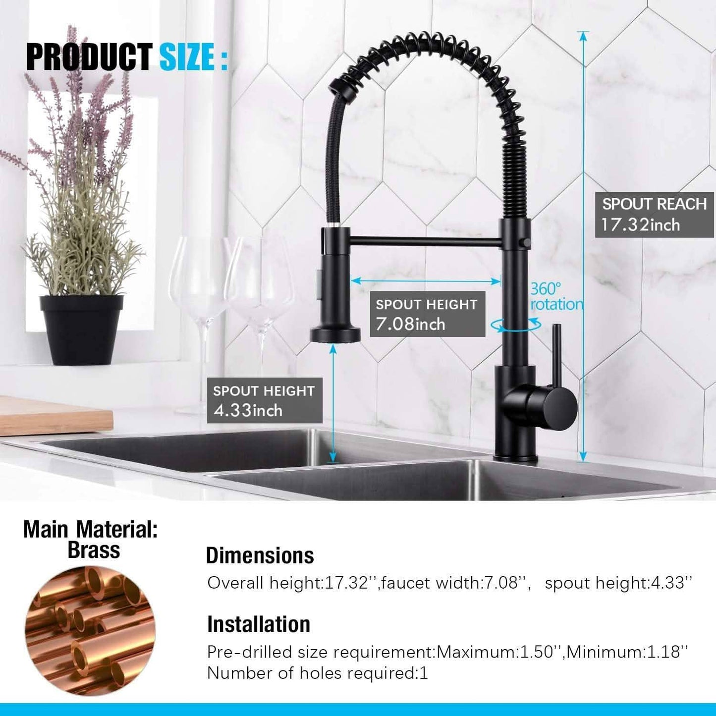 High Arc Spring Kitchen Sink Faucet