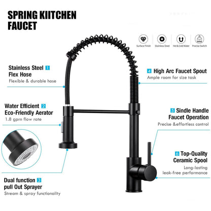 High Arc Spring Kitchen Sink Faucet