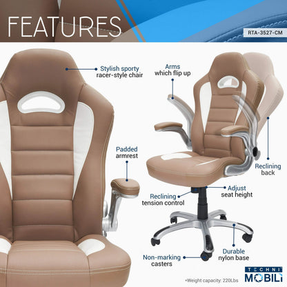 High Back Executive Sport Race Office Chair With Flip-up Arms