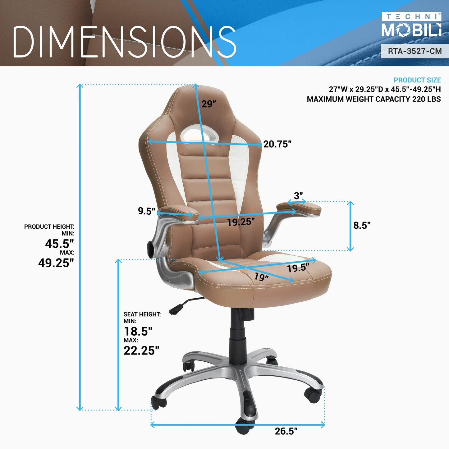 High Back Executive Sport Race Office Chair With Flip-up Arms