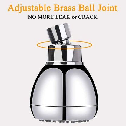 High Pressure Shower Head 3" Anti-clog Anti-leak Fixed with Adjustable Swivel Brass Ball Joint