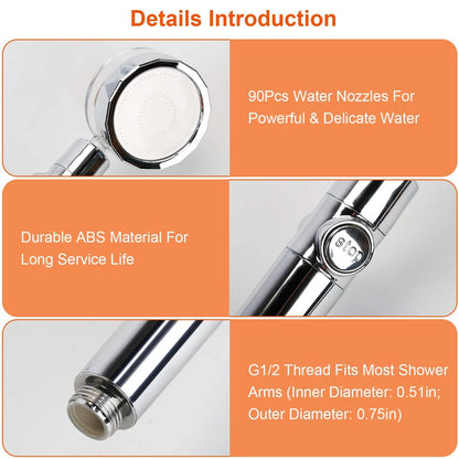 High Pressure Shower Head 360¬∞ Rotating Water Saving Handheld Shower Head