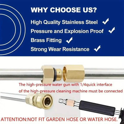 High Pressure Washer Extension Wand, 1/4" Quick Connect Power Washer Lance With 6 Nozzle Tips