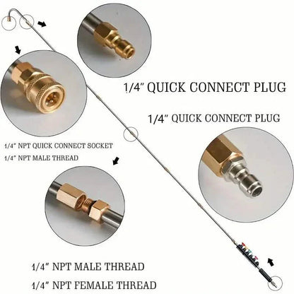 High Pressure Washer Extension Wand, 1/4" Quick Connect Power Washer Lance With 6 Nozzle Tips