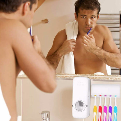 Home Automatic Toothpaste Dispenser + 5 Toothbrush Holder Set