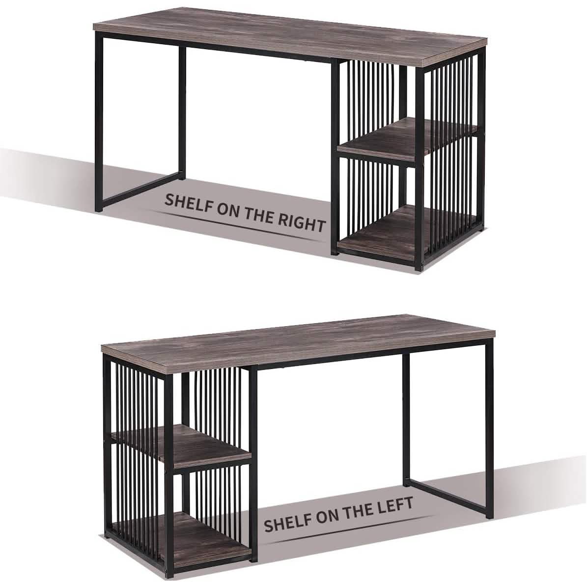 Home Office Computer Desk with 2 Open Storage Shelves