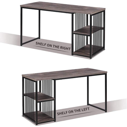 Home Office Computer Desk with 2 Open Storage Shelves