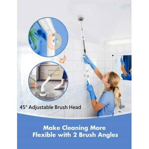 Homitt Cordless Electric Spin Scrubber with 4 Brush Heads & Extension Arm
