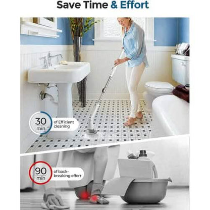 Homitt Cordless Electric Spin Scrubber with 4 Brush Heads & Extension Arm