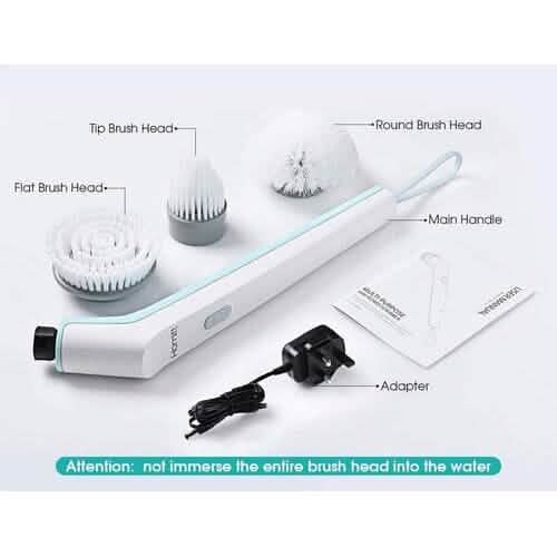 HOMITT Cordless Power Scrubber Electric with 3 Cleaning Brush Heads
