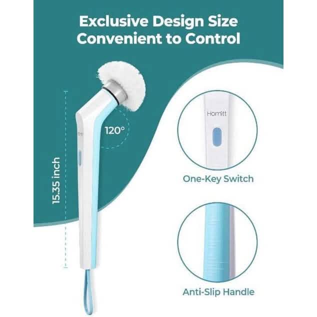 HOMITT Cordless Power Scrubber Electric with 3 Cleaning Brush Heads