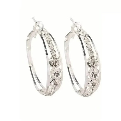 Hoop Earrings Inlaid Shiny Rhinestone For Ladies