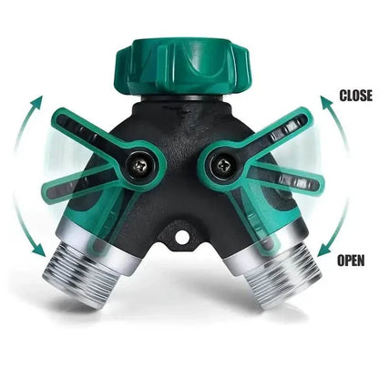 Hose Splitter 2 Way 3/4" Faucet Y Connector with Shut-off Valve