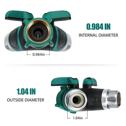 Hose Splitter 2 Way 3/4" Faucet Y Connector with Shut-off Valve