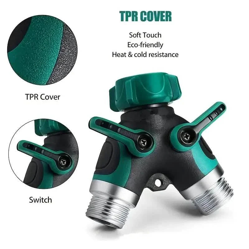 Hose Splitter 2 Way 3/4" Faucet Y Connector with Shut-off Valve