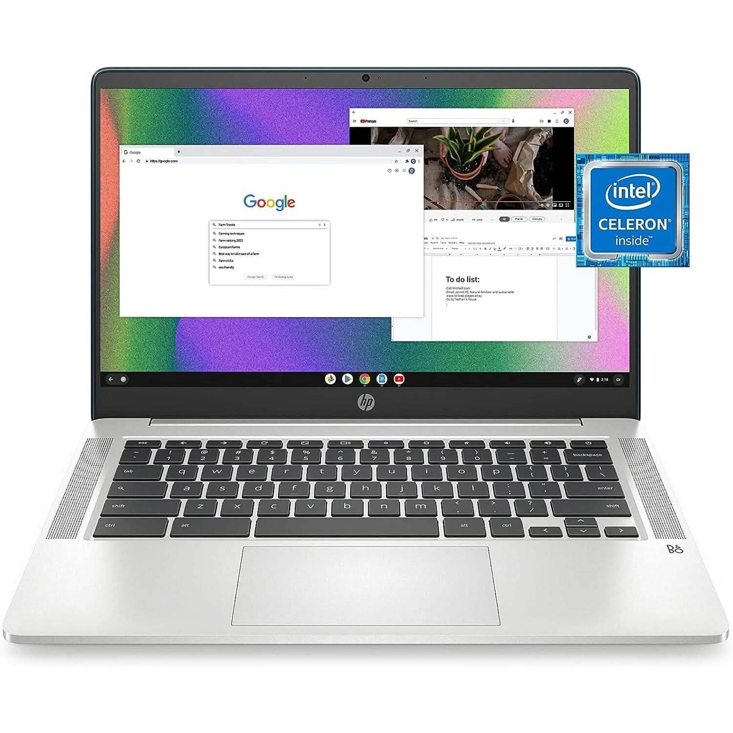 HP 14a-na0220nr, 14" HD Chromebook Intel Celeron N4120, 4GB RAM, 64GB eMMC (Refurbished)