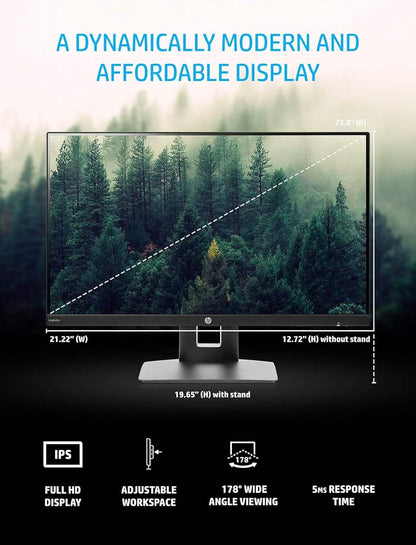 HP 23.8” VH240a IPS FHD LED Monitor HDMI VGA Speakers (Refurbished)