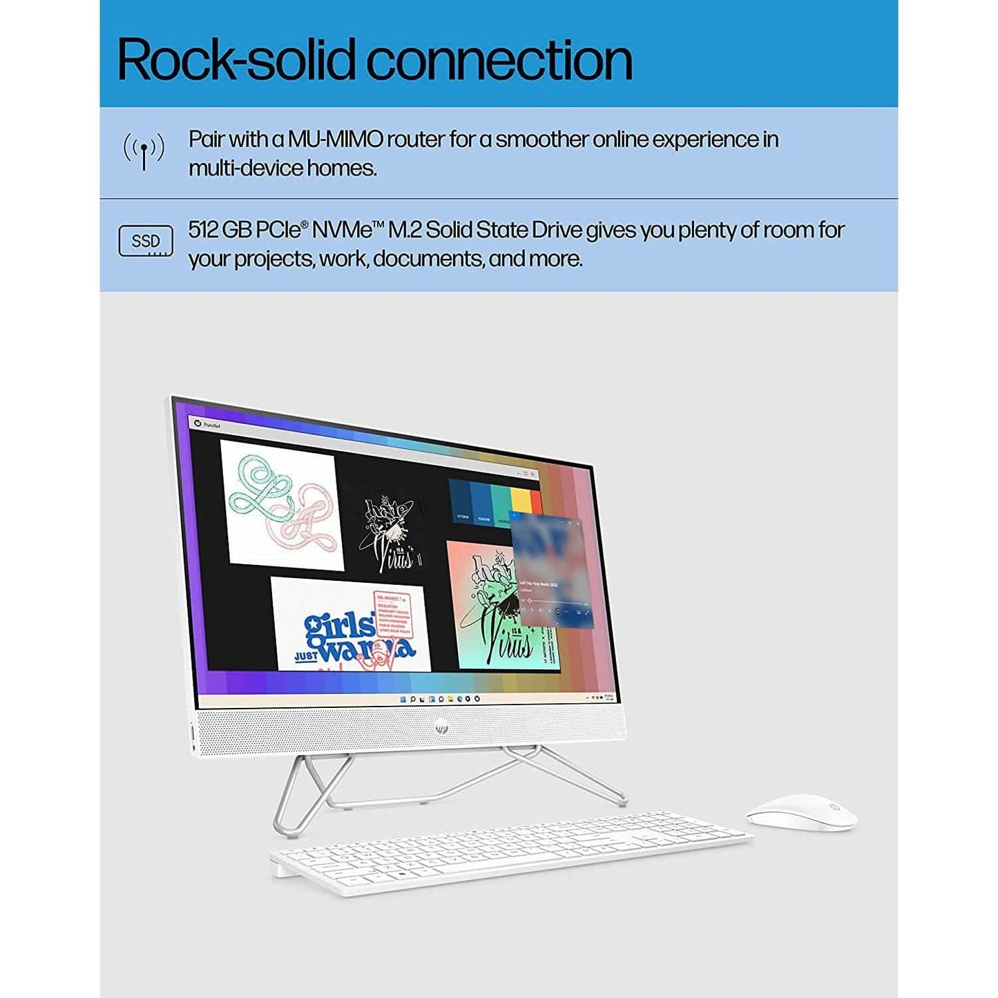 HP All-in-One Bundle PC, 23.8" FHD Touchscreen Display, Intel Core i5-1235U 8GB RAM 512GB SSD (Refurbished)