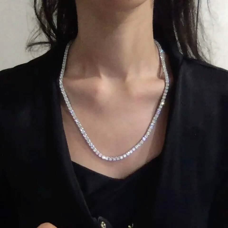 Huge 23 Ct TW Round Cut Natural Diamond Tennis Necklace 14K White Gold 18"