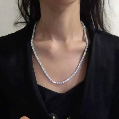 Huge 23 Ct TW Round Cut Natural Diamond Tennis Necklace 14K White Gold 18"