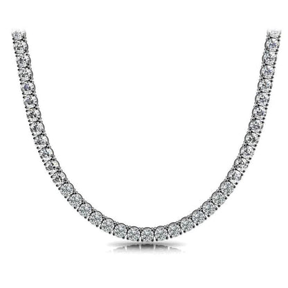 Huge 23 Ct TW Round Cut Natural Diamond Tennis Necklace 14K White Gold 18"